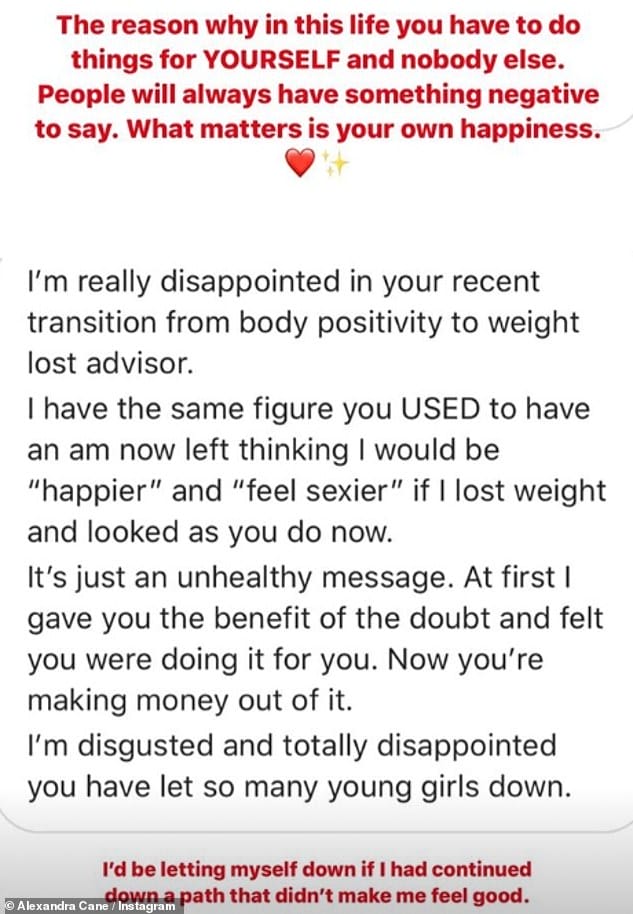Harsh: The former Love Island star, who has proudly showed off her figure since losing two stone, rejected claims by a 'disgusted' critic that she is motivated by making money