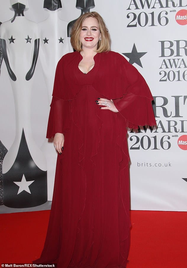 Different: Adele has always looked beautiful but looks drastically different to when she appeared at London's Brit Awards in February 2016