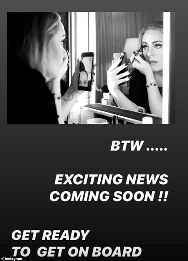 Causing a tizz: Last Thursday Adele's makeup artist of 12 years Michael Ashton posted an Instagram snap of her and wrote: ''BTW.... EXCITING NEWS COMING SOON!!'