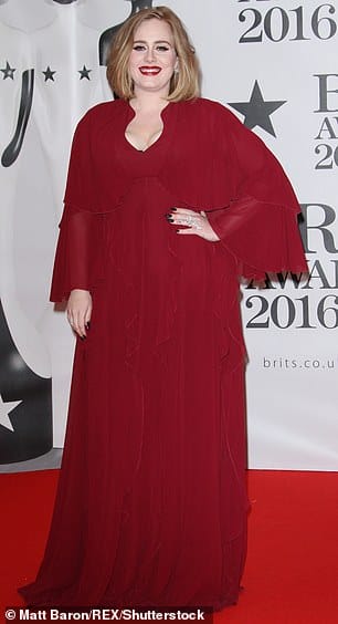 Kindred spirits: Rebel's weight loss journey is similar to that of British singer Adele. The Hello hitmaker is pictured in 2016