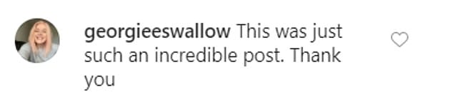 Reaction: Fans (above) praised the influencer¿s candid post and confessed that they loved her honest approach