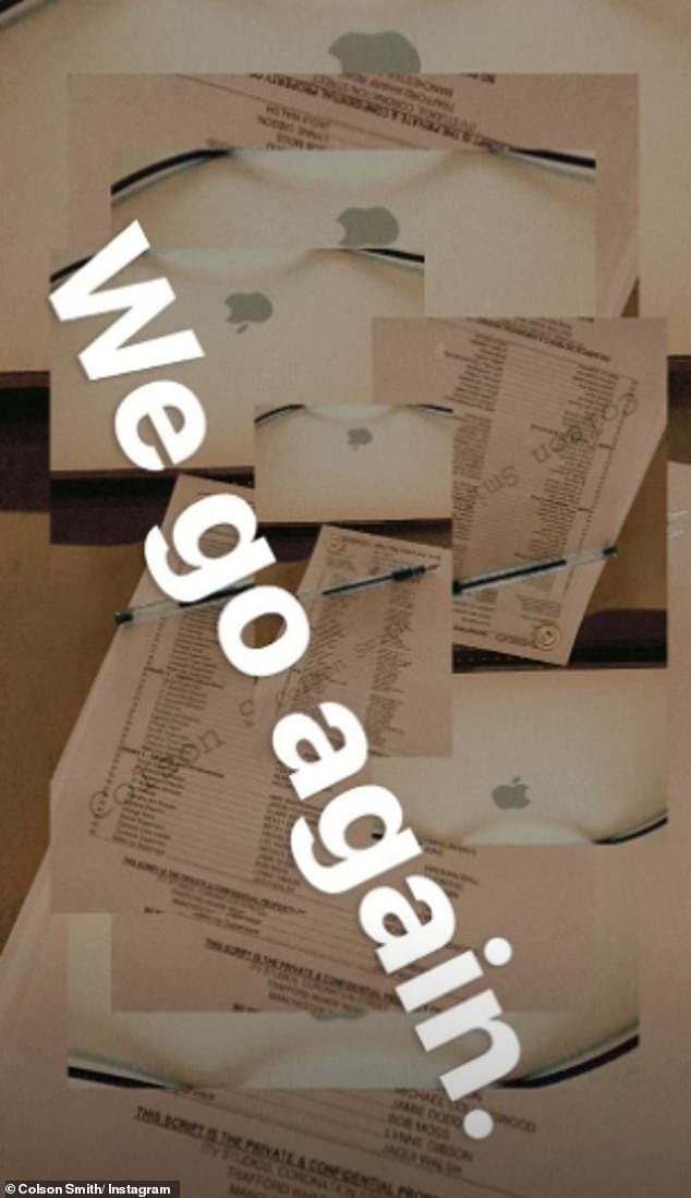 Back at it: Colson also gave fans a peek of his scripts for an upcoming episode of the soap