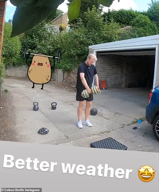 Pumping iron: Colson gave fans a glimpse of his workout regime on Instagram earlier this month as he continues to work hard during lockdown