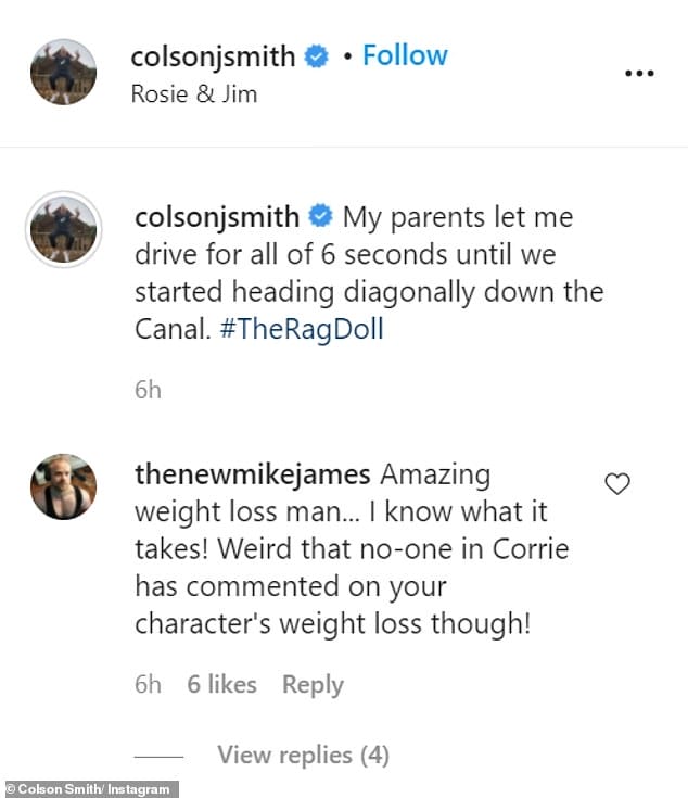 One fan said: 'Amazing weight loss man... I know what it takes! Weird that no-one in Corrie has commented on your character's weight loss though!'