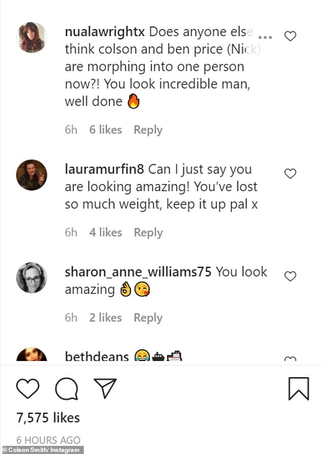 Another added: 'Can I just say you are looking amazing! You¿ve lost so much weight, keep it up pal x'