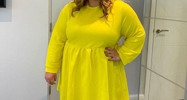 Ta-dah! Gogglebox star Amy Tapper showed off her impressive three stone weight loss in a yellow skater dress on Instagram on Wednesday after adopting a healthier lifestyle