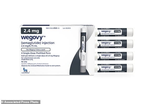 Wegovy, made by the Danish drugmaker Novo Nordisk (above) contains semaglutide, a synthesised version of a gut hormone that curbs appetite