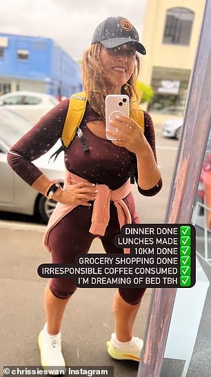 Check out those trim pins! Last month, Chrissie looked unrecognisable as she showed off her extraordinary weight loss in sexy skin-tight activewear after going on a 10km walk