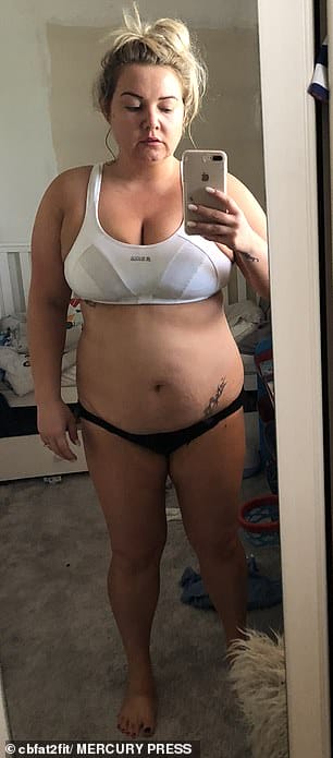 Charmaine became unhappy with her size (pictured) on a diet of 3,000 calories per day, which prompted her to make a lifestyle change