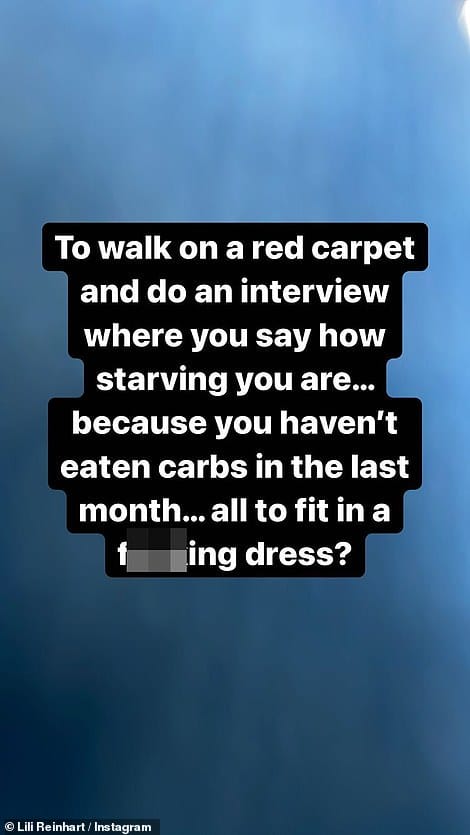 Backlash: The Hulu star came under an immense amount of criticism for the diet, with many branding it 'unhealthy' - including actress Lily Reinhart, who said Kim's 'ignorance is other-worldly and disgusting'.