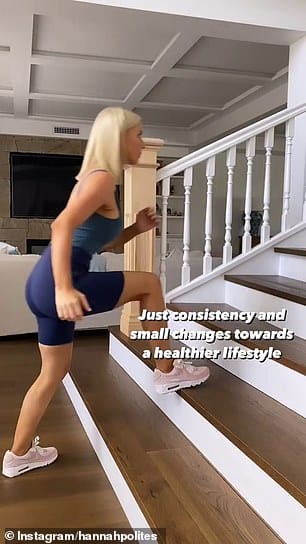 Hannah is now halfway through the program and has lost four kilos as well as 15cm off her body
