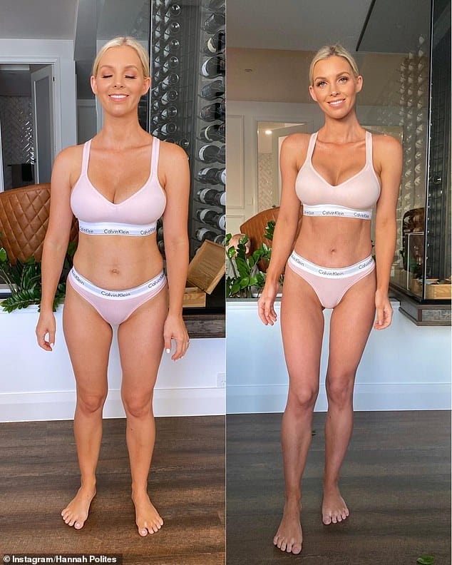On July 17 Hannah wrapped up the challenge with a total weight loss of seven kilos and 26cm off her waist and hips