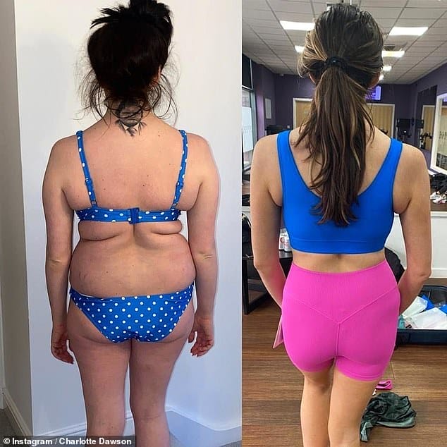 Sensational: Charlotte Dawson showcased her impressive transformation in an Instagram post on Thursday, lauding that she'd 'blasted her love handles' with her diet and fitness plan