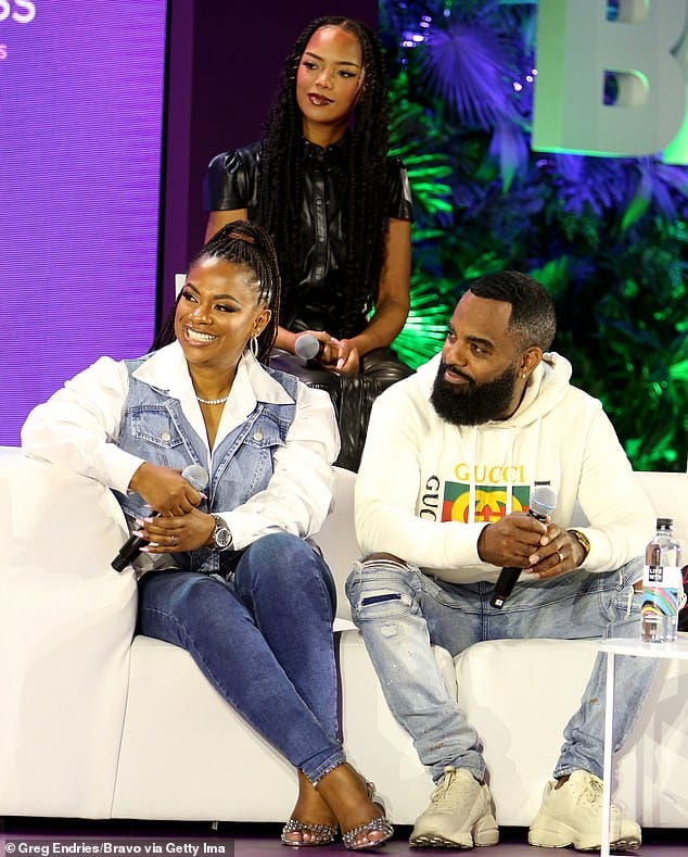 On the panel: Riley joined her mom Kandi and stepdad Todd Tucker on stage at BravoCon